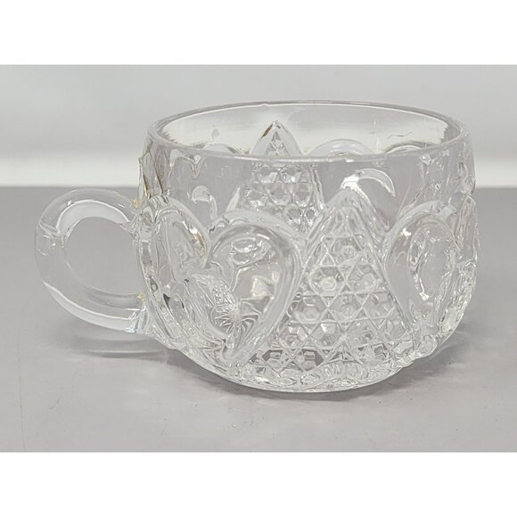 Vintage Glass Punch Bowl Miss Matched Cups With Intricate Patterns 3 Clear Glass - Picture 3 of 16